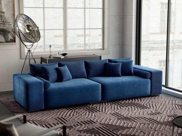 Canapea extensibilă dumonde cu ladă de depozitare si sezut confortabil din spuma high-density, Marbela Zoom Blue XXL 295x120 cm