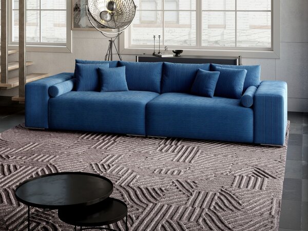 Canapea extensibilă dumonde cu ladă de depozitare si sezut confortabil din spuma high-density, Marbela Zoom Blue XXL 295x120 cm