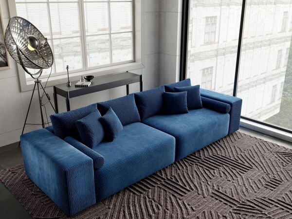 Canapea extensibilă dumonde cu ladă de depozitare si sezut confortabil din spuma high-density, Marbela Zoom Blue XXL 295x120 cm