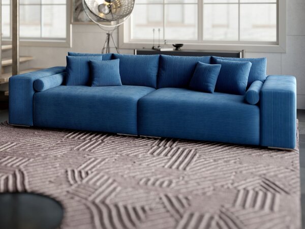 Canapea extensibilă dumonde cu ladă de depozitare si sezut confortabil din spuma high-density, Marbela Zoom Blue XXL 295x120 cm