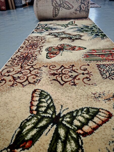 Traversa Hol, Model Fluturi 1607 110, Festonata Latime 100 cm 100 x 200