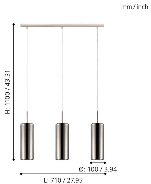 Eglo 98697 - Lustră pe cablu SELVINO 3xE27/15W/230V