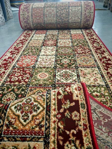 Model Timbre 1518 120, Traversa Hol Festonata, Latime 60 cm, Rosu Rosu, Dreptunghi, 60 x 700