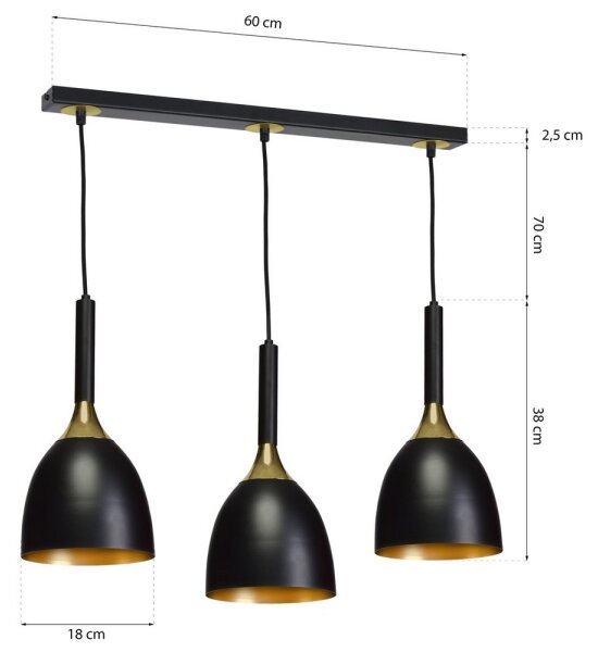 Lustră pe cablu CLARK 3xE27/60W/230V