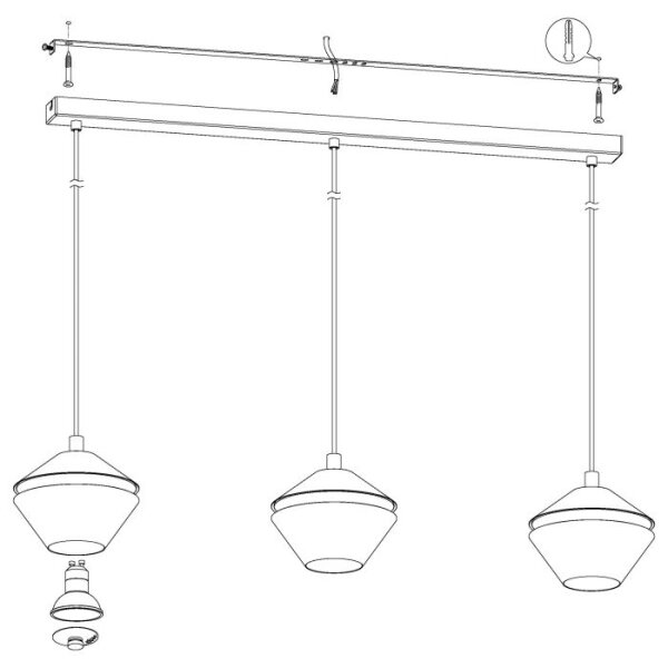 Eglo 98682 - Lustră LED PERPIGO pe cablu, 3x GU10, 5W, 230V