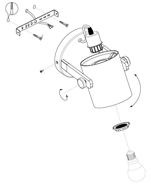 Eglo 43427 - Aplică perete HORNWOOD 1 1xE27/28W/230V