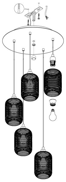 Eglo 43334 - Lustră pe cablu WRINGTON 5xE27/60W/230V