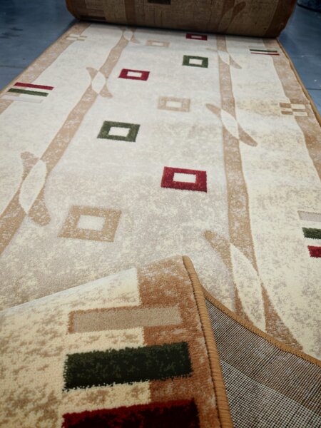 Traversa Hol, Model Lotos 579 110, Festonata la capete, Latime 60 cm, Crem Bej 60 x 200, Dreptunghi