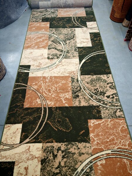 Model LOTOS 15001 310,Traversa Hol Latime 120 cm, Verde Dreptunghi, 120 x 300, Verde