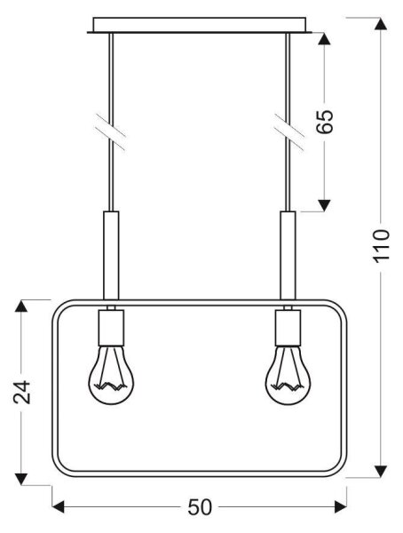 Lustră pe cablu FRAME 2xE27/60W/230V negru