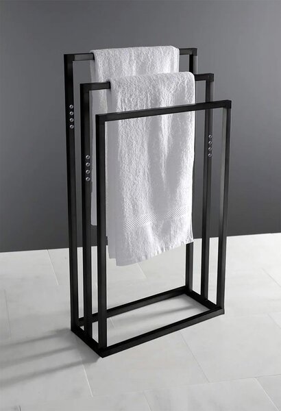 Tutumi Tutumi, suport metalic pentru prosoape cu 3 brate 600x260x1000 mm 391840, negru mat, HOM-01003
