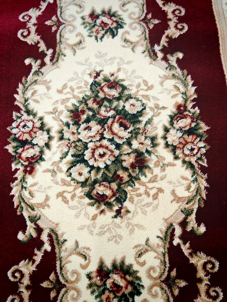 Traversa Hol, Model Lotos 574 210, Festonata la capete, Latime 100 cm, Rosu Grena 100 x 300