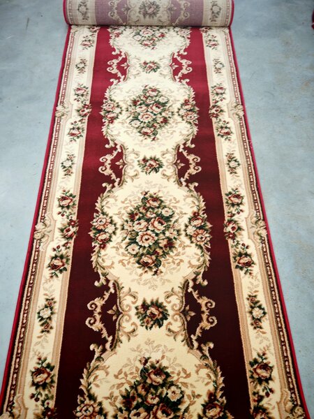 Traversa Hol, Model Lotos 574 210, Festonata la capete, Latime 100 cm, Rosu Grena 100 x 300