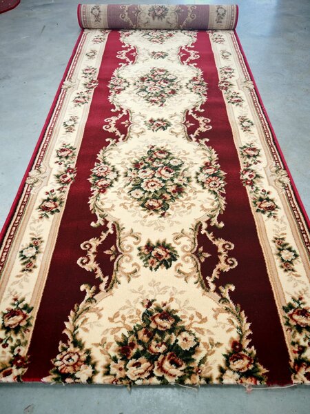 Traversa Hol, Model Lotos 574 210, Festonata la capete, Latime 120 cm, Rosu 120 x 400