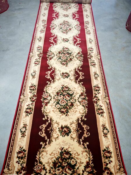 Traversa Hol, Model Lotos 574 210, Festonata la capete, Latime 120 cm, Rosu 120 x 400