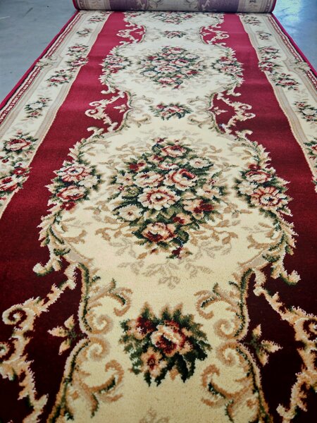 Traversa Hol, Model Lotos 574 210, Festonata la capete, Latime 100 cm, Rosu Grena 100 x 300