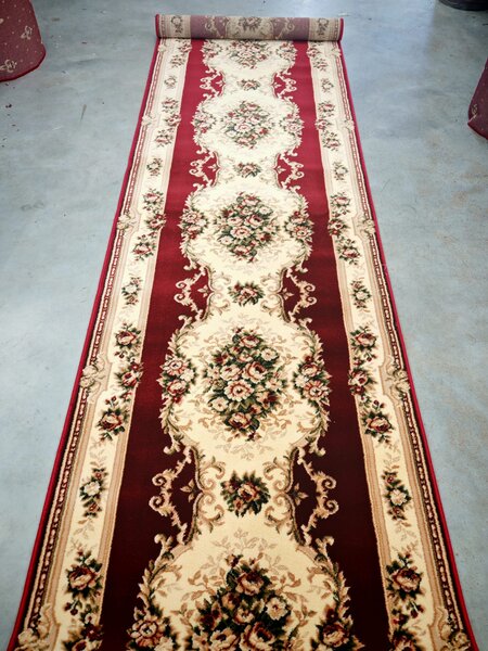 Traversa Hol, Model Lotos 574 210, Festonata la capete, Latime 100 cm, Rosu Grena 100 x 300