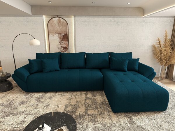 Colțar extensibil dumonde cu ladă de depozitare si sezut confortabil din spuma high-density, Berlin XL Enjoy Petrol 350x185 cm II