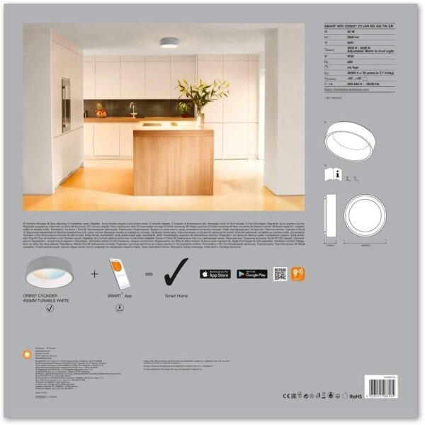 Ledvance - Lumină de tavan cu reglaj LED SMART + CYLINDER LED/24W/230V Wi-Fi