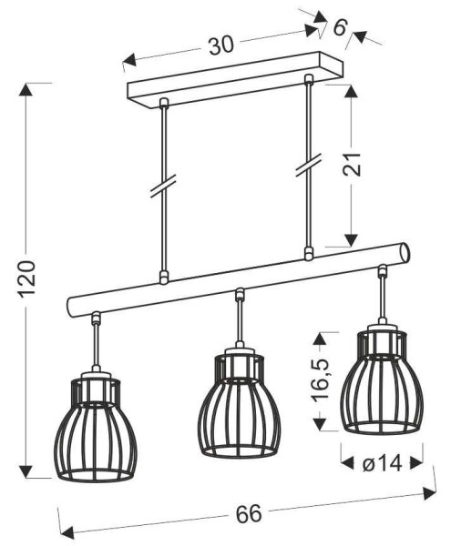 Candelabru pe lanț BERNITA 3xE27/60W/230V