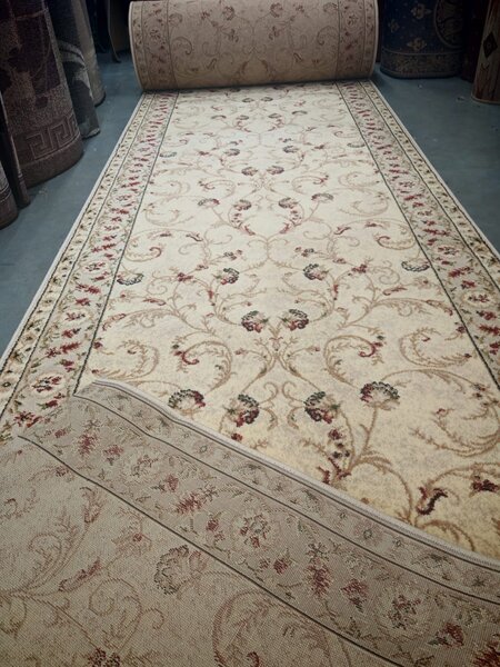 Traversa Hol, Model Clasic 523 100, Festonata, Latime 60 cm, Crem 60 x 400
