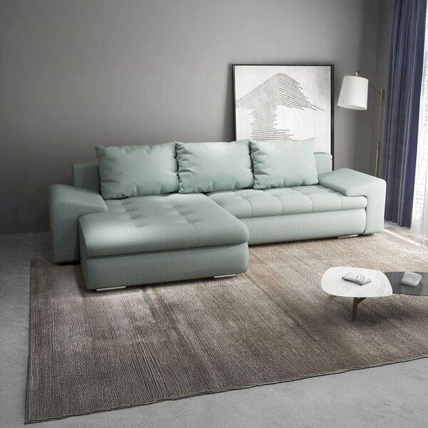 Colțar extensibil dumonde cu ladă de depozitare Leonardo Enjoy Mint 260x185 cm