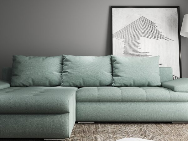 Colțar extensibil dumonde cu ladă de depozitare Leonardo Enjoy Mint 260x185 cm