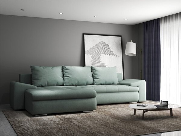 Colțar extensibil dumonde cu ladă de depozitare Leonardo Enjoy Mint 260x185 cm