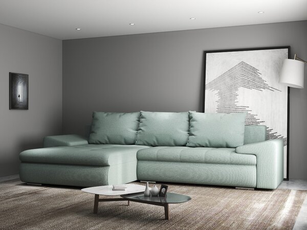 Colțar extensibil dumonde cu ladă de depozitare Leonardo Enjoy Mint 260x185 cm