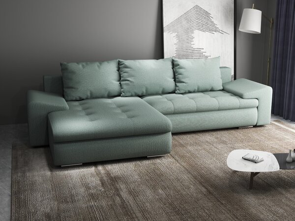 Colțar extensibil dumonde cu ladă de depozitare Leonardo Enjoy Mint 260x185 cm