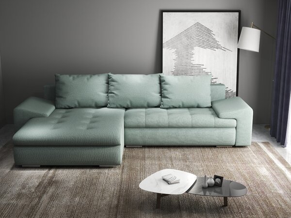 Colțar extensibil dumonde cu ladă de depozitare Leonardo Enjoy Mint 260x185 cm