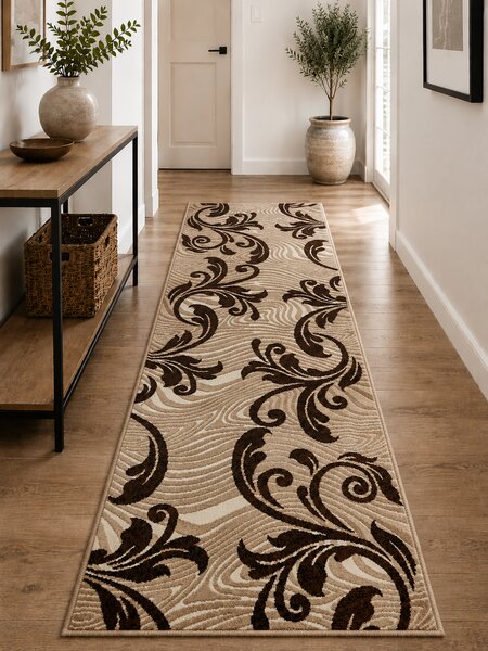 Model Cappuccino, Traversa Crem Maro, Festonata, Latime 100 cm 100 x 400