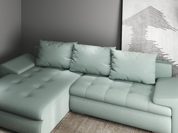 Colțar extensibil dumonde cu ladă de depozitare Leonardo Enjoy Mint 260x185 cm