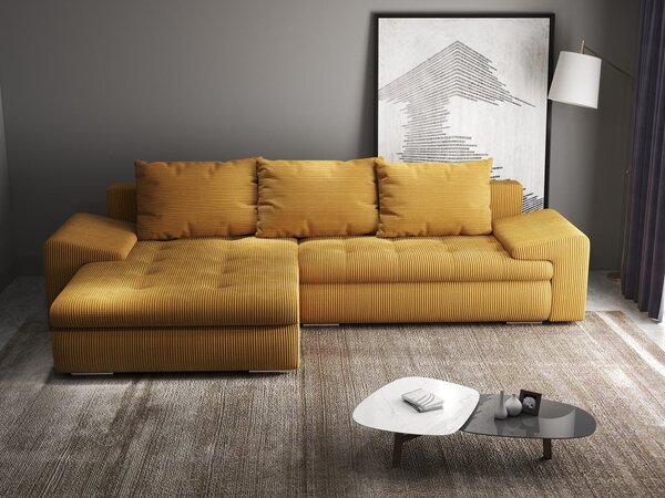 Colțar extensibil dumonde cu ladă de depozitare Leonardo Zoom Mustar 260x185 cm