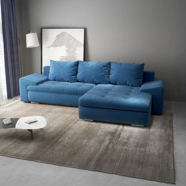 Colțar extensibil dumonde cu ladă de depozitare Leonardo Zoom Albastru 260x185 cm II