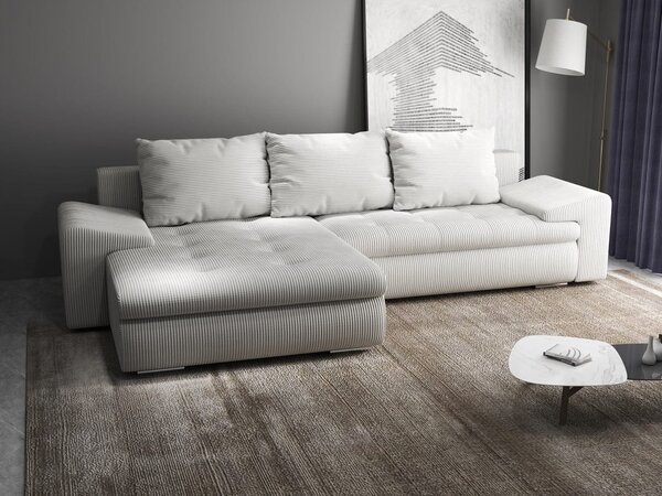 Colțar extensibil dumonde cu ladă de depozitare Leonardo Zoom Crem 260x185 cm