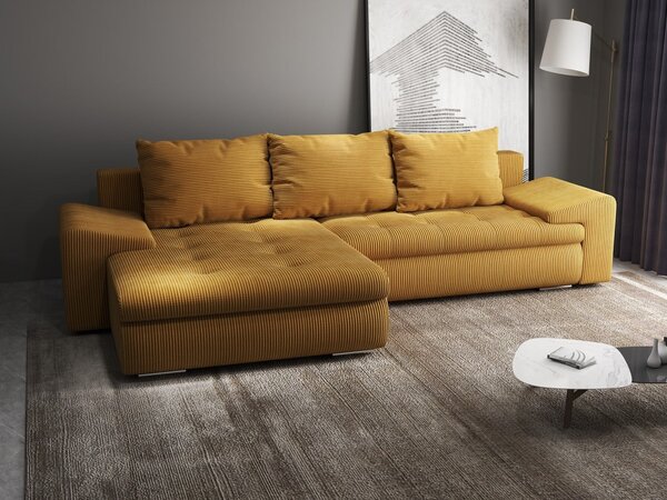 Colțar extensibil dumonde cu ladă de depozitare Leonardo Zoom Mustar 260x185 cm