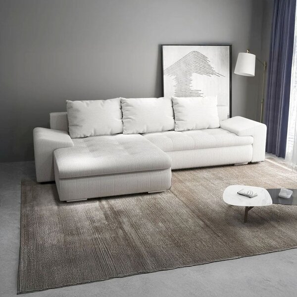 Colțar extensibil dumonde cu ladă de depozitare Leonardo Zoom Crem 260x185 cm