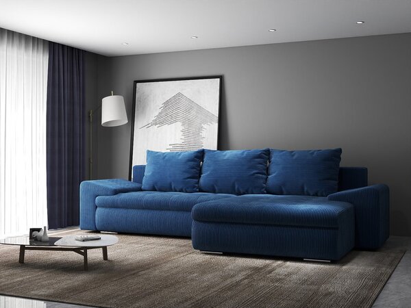 Colțar extensibil dumonde cu ladă de depozitare Leonardo Zoom Albastru 260x185 cm II