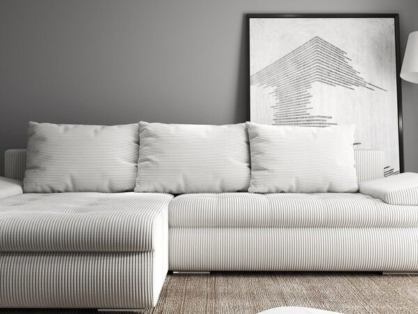 Colțar extensibil dumonde cu ladă de depozitare Leonardo Zoom Crem 260x185 cm