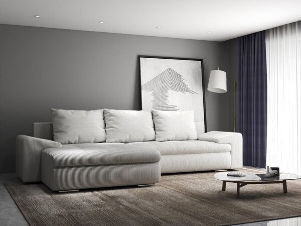 Colțar extensibil dumonde cu ladă de depozitare Leonardo Zoom Crem 260x185 cm