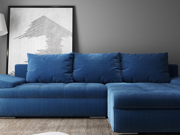 Colțar extensibil dumonde cu ladă de depozitare Leonardo Zoom Albastru 260x185 cm II