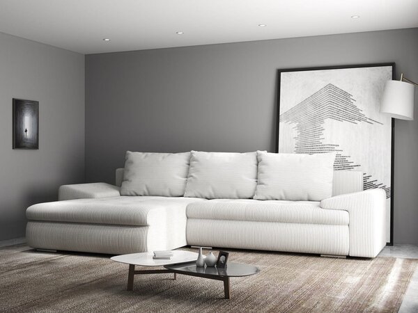 Colțar extensibil dumonde cu ladă de depozitare Leonardo Zoom Crem 260x185 cm