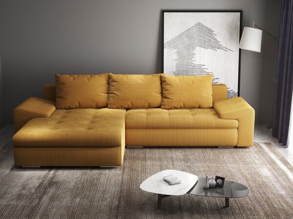 Colțar extensibil dumonde cu ladă de depozitare Leonardo Zoom Mustar 260x185 cm