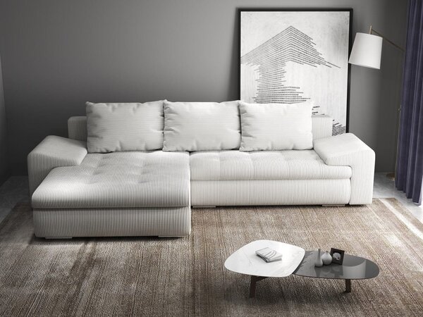 Colțar extensibil dumonde cu ladă de depozitare Leonardo Zoom Crem 260x185 cm