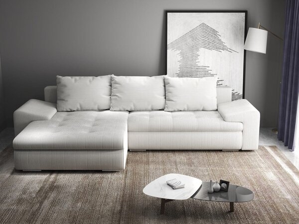 Colțar extensibil dumonde cu ladă de depozitare Leonardo Zoom Crem 260x185 cm