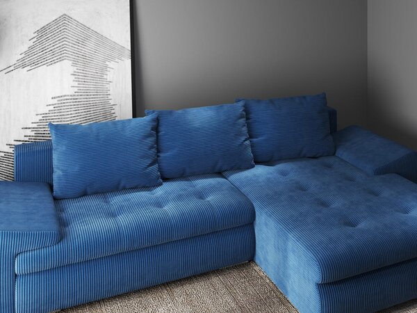 Colțar extensibil dumonde cu ladă de depozitare Leonardo Zoom Albastru 260x185 cm II