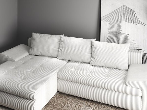 Colțar extensibil dumonde cu ladă de depozitare Leonardo Zoom Crem 260x185 cm