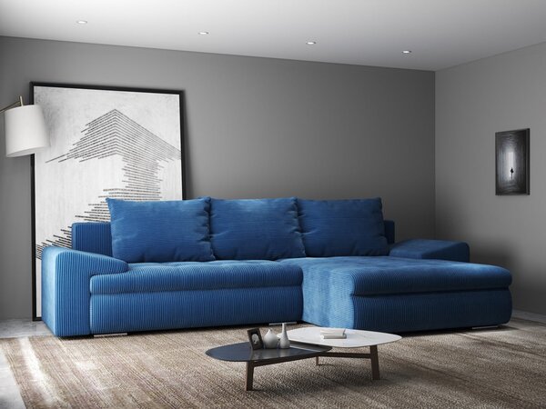 Colțar extensibil dumonde cu ladă de depozitare Leonardo Zoom Albastru 260x185 cm II