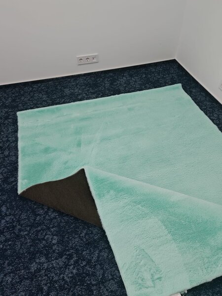 Covor Pufos, Model Blanita Lop 049, Antiderapant, Turcoaz 80 x 150